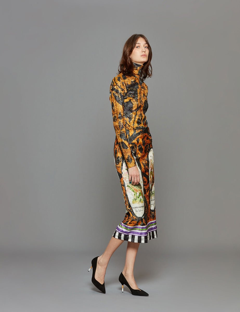 gonna midi giallo nero - Frida SRL