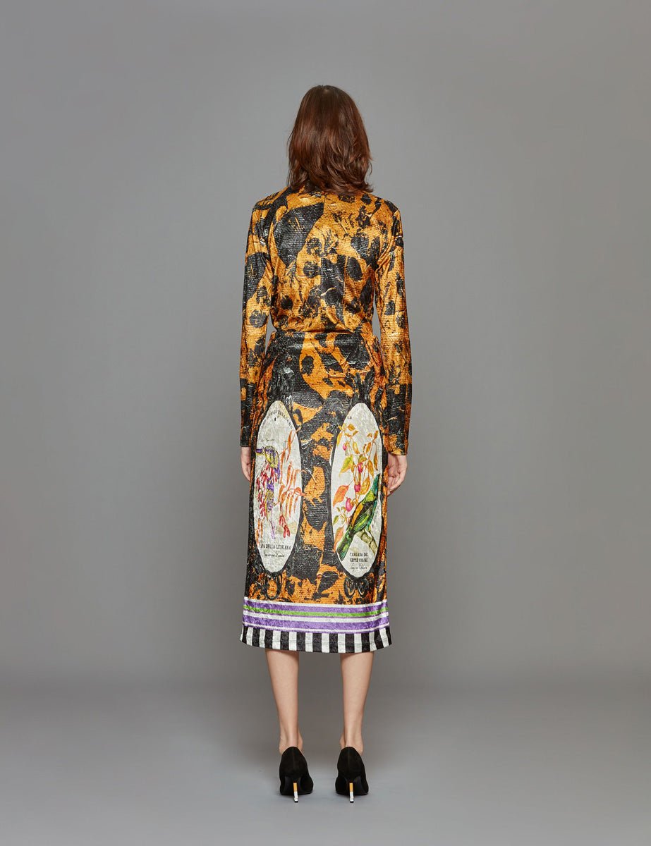 gonna midi giallo nero - Frida SRL