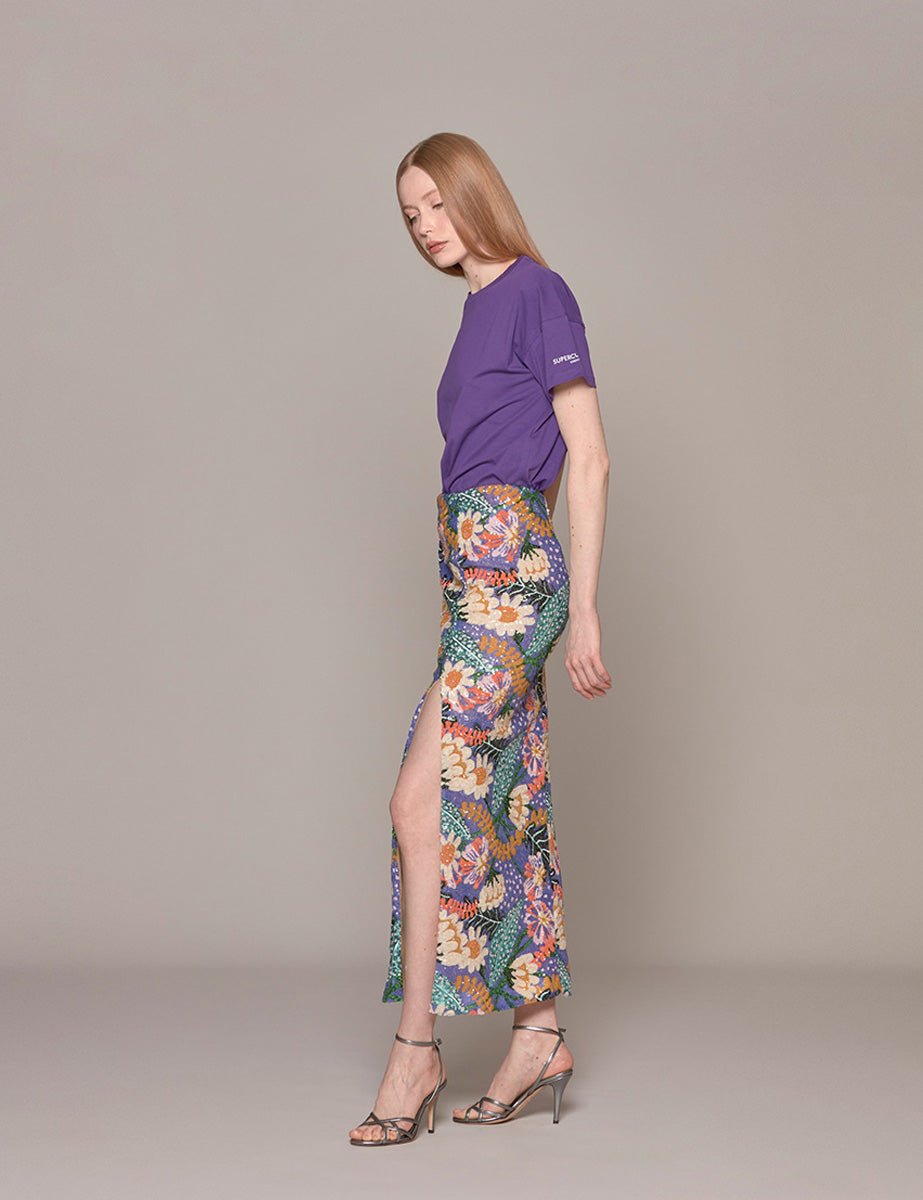 gonna paillettes purple orange - hebe studio - gonna