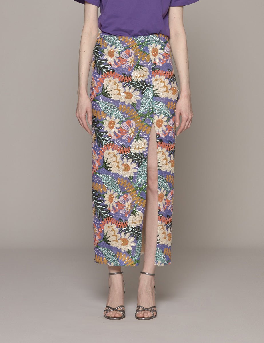 gonna paillettes purple orange - hebe studio - gonna