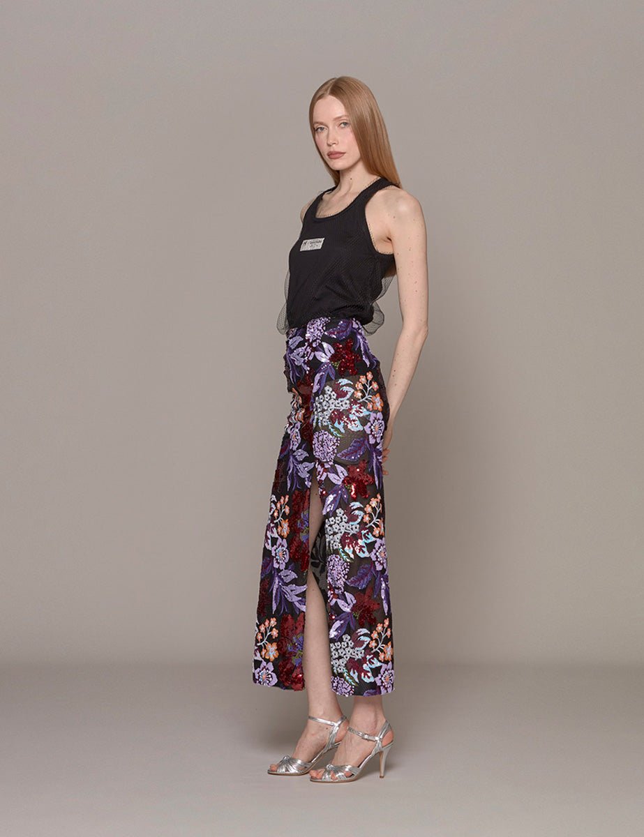 gonna paillettes tulle viola borgogna - hebe studio - gonna