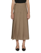 gonna pieghe midi kaki - rohe - gonna