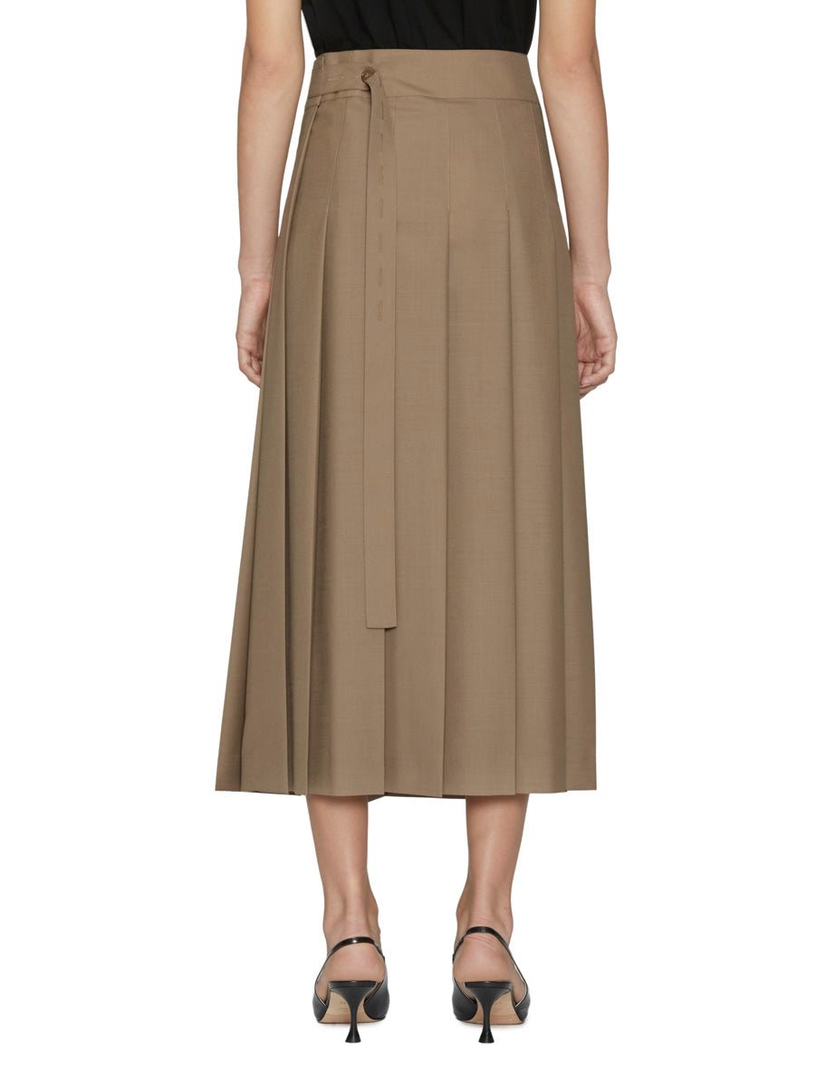 gonna pieghe midi kaki - rohe - gonna