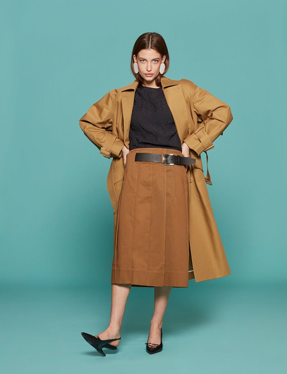 gonna pieghe tasche caramel - tibi - gonna