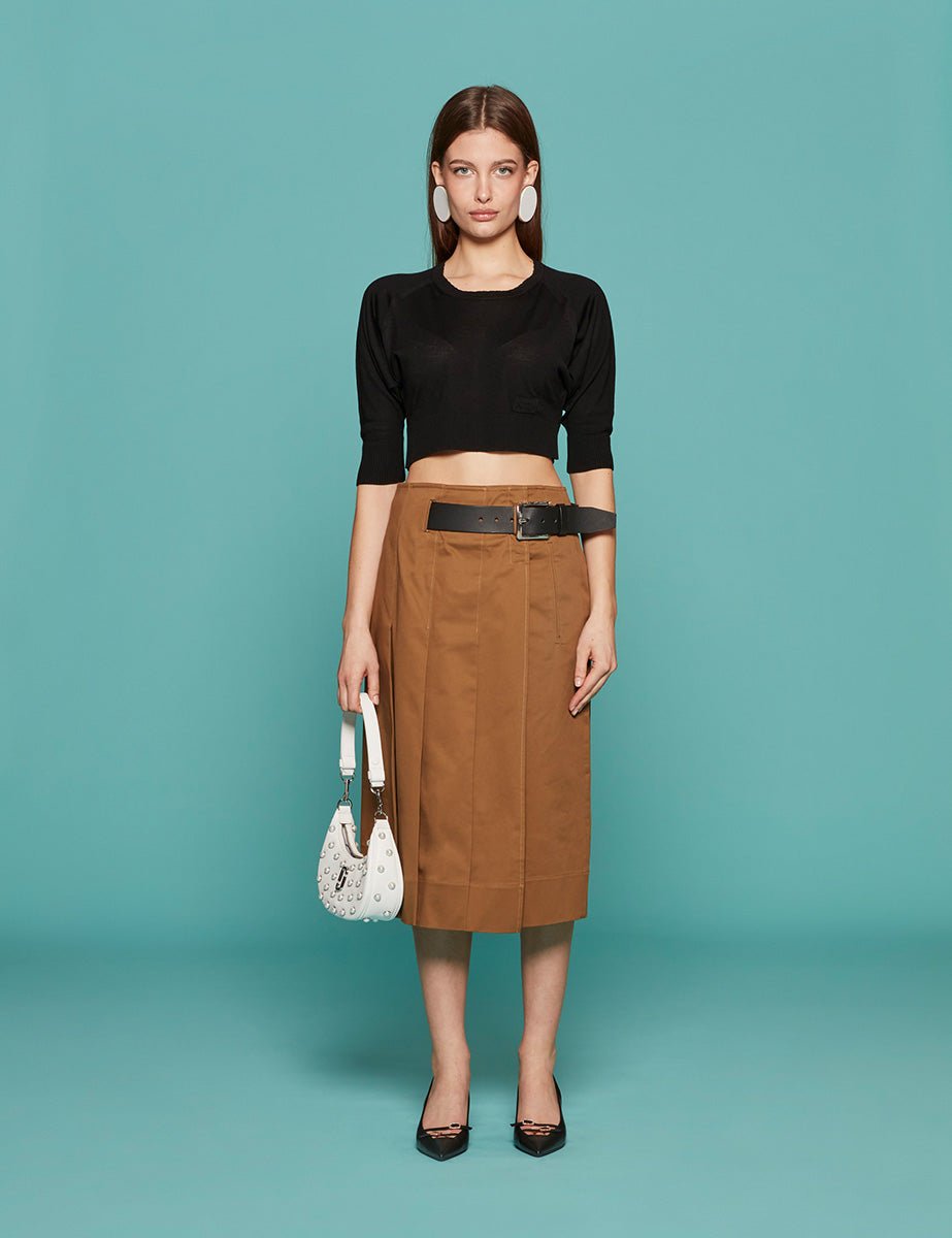 gonna pieghe tasche caramel - tibi - gonna