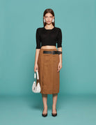 gonna pieghe tasche caramel - tibi - gonna