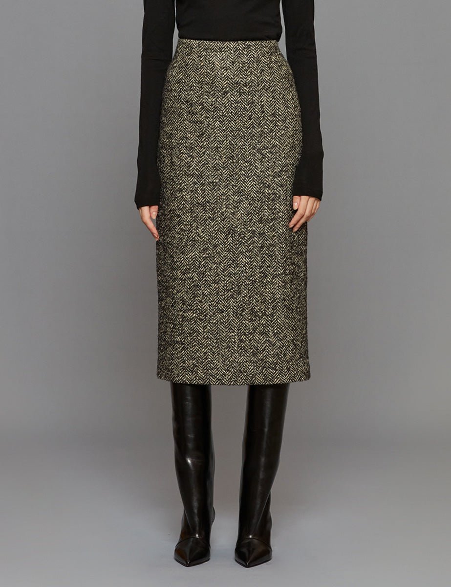 gonna resca di lana black white - Frida SRL
