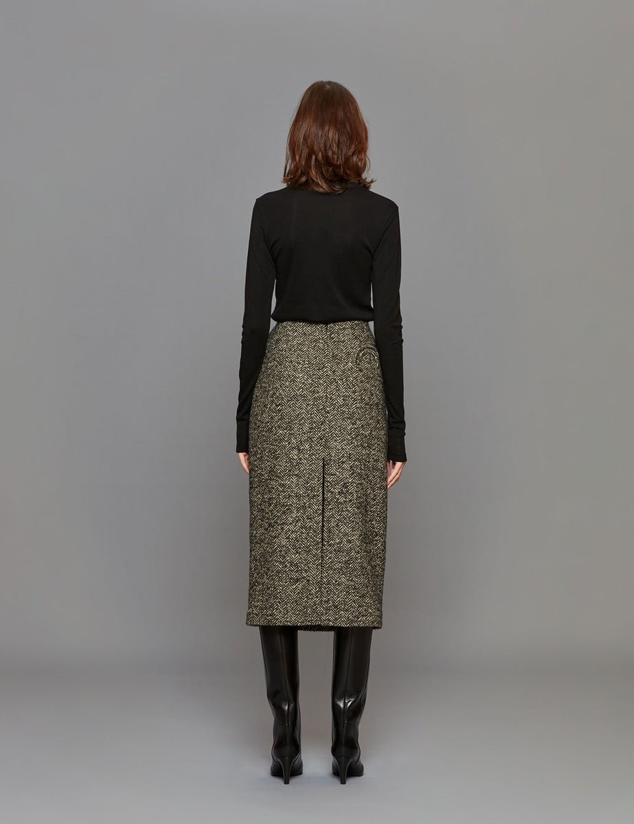 gonna resca di lana black white - Frida SRL