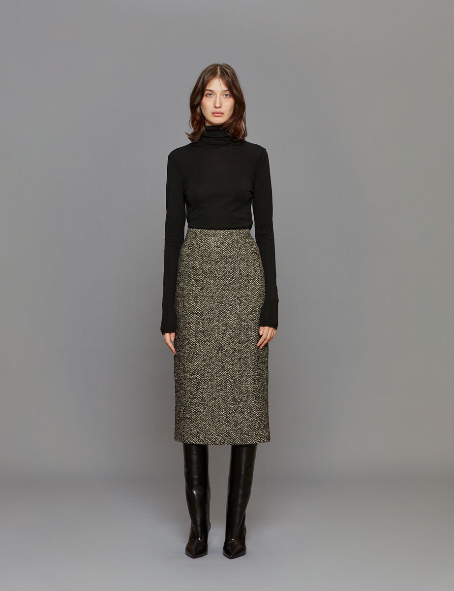 gonna resca di lana black white - Frida SRL