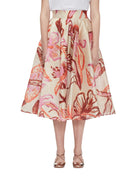 gonna ruota organza fiori panna - stella jean - gonna