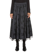 gonna taffeta ricamata mano nero - beatrice b - gonna