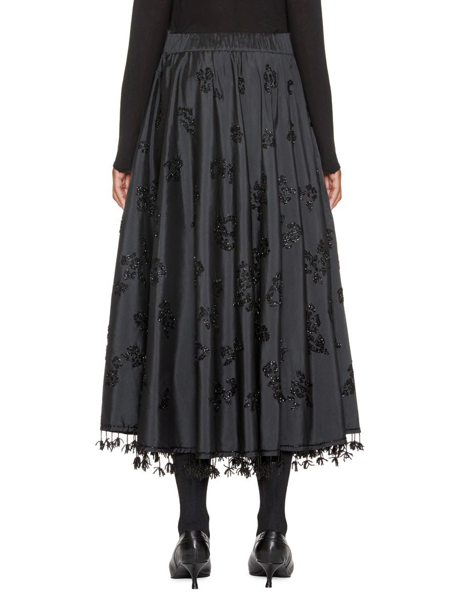 gonna taffeta ricamata mano nero - beatrice b - gonna