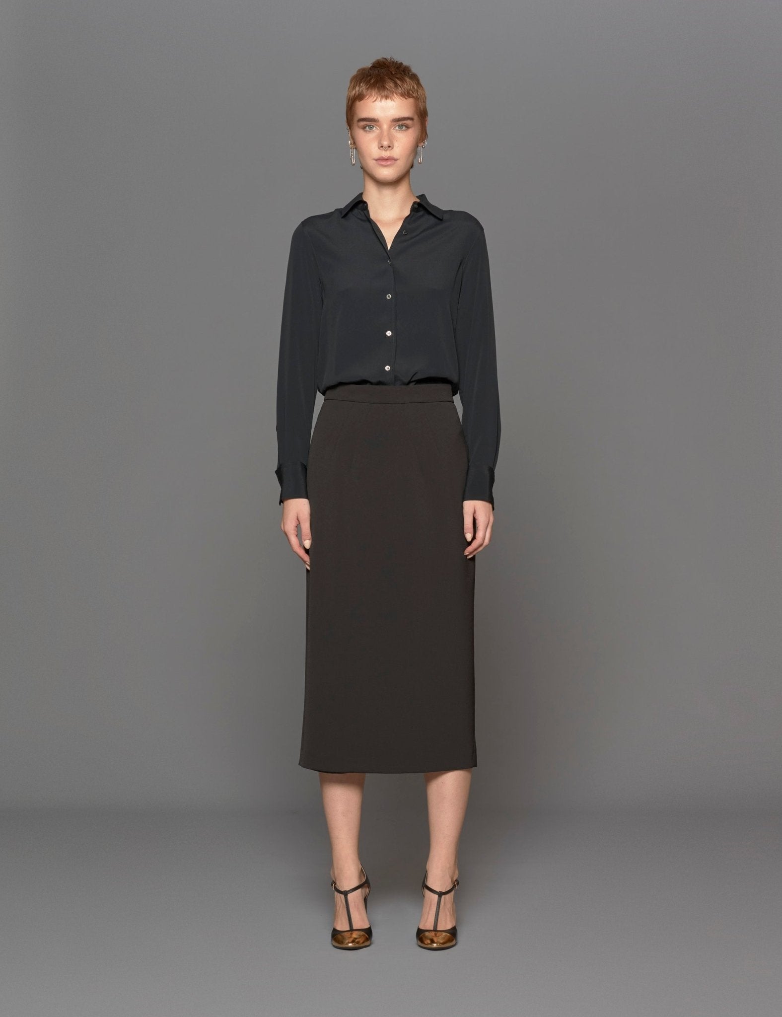 gonna tubino crepe nero - Frida SRL