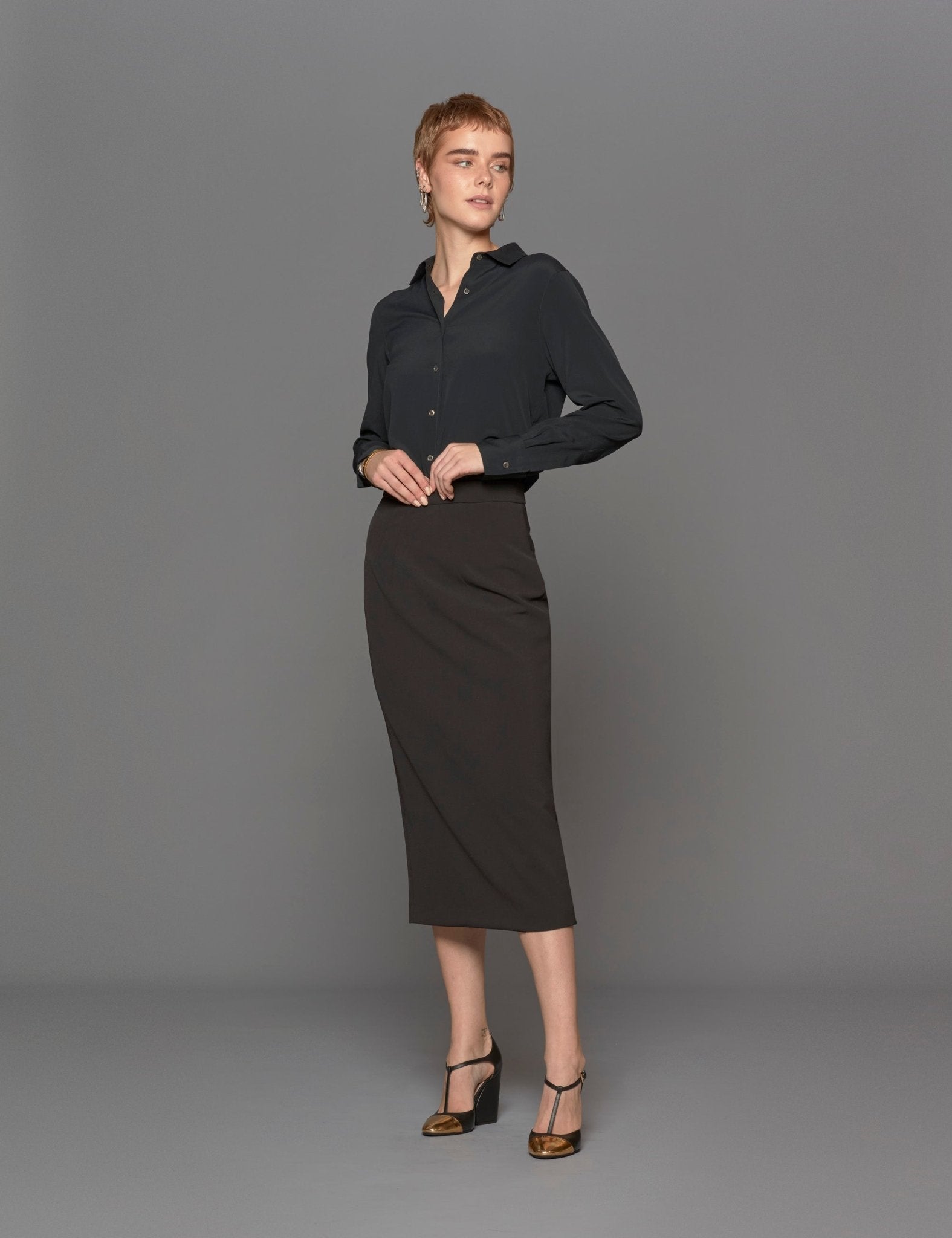 gonna tubino crepe nero - Frida SRL