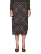 gonna tubino lana check grigio arancione - n21 alessandro dell'acqua - gonna