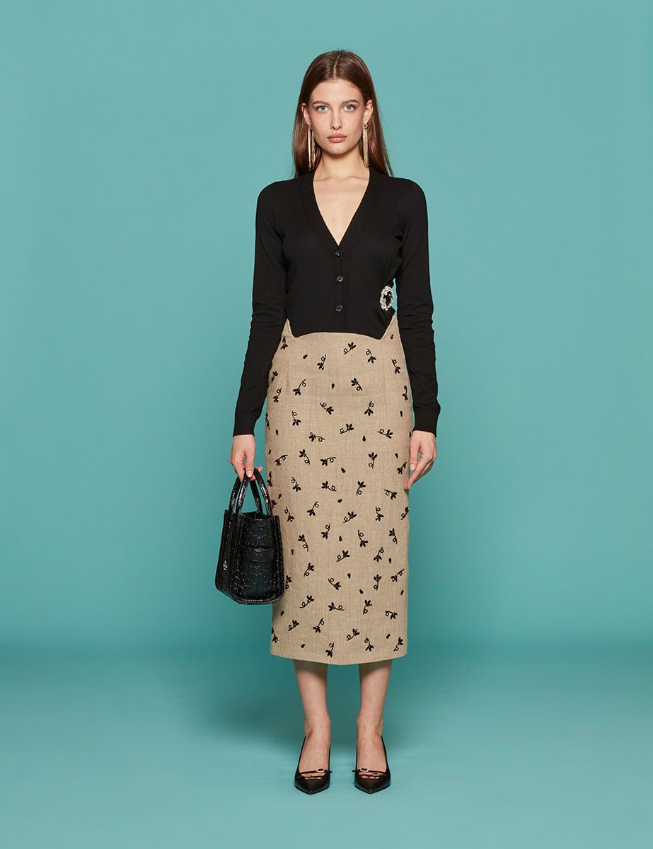 gonna tubino ricamo naturale - n21 alessandro dell'acqua - gonna