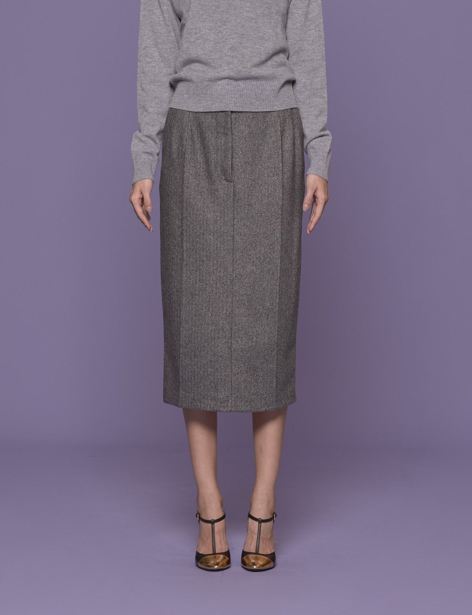 gonna tubino spigato grigio - Frida SRL