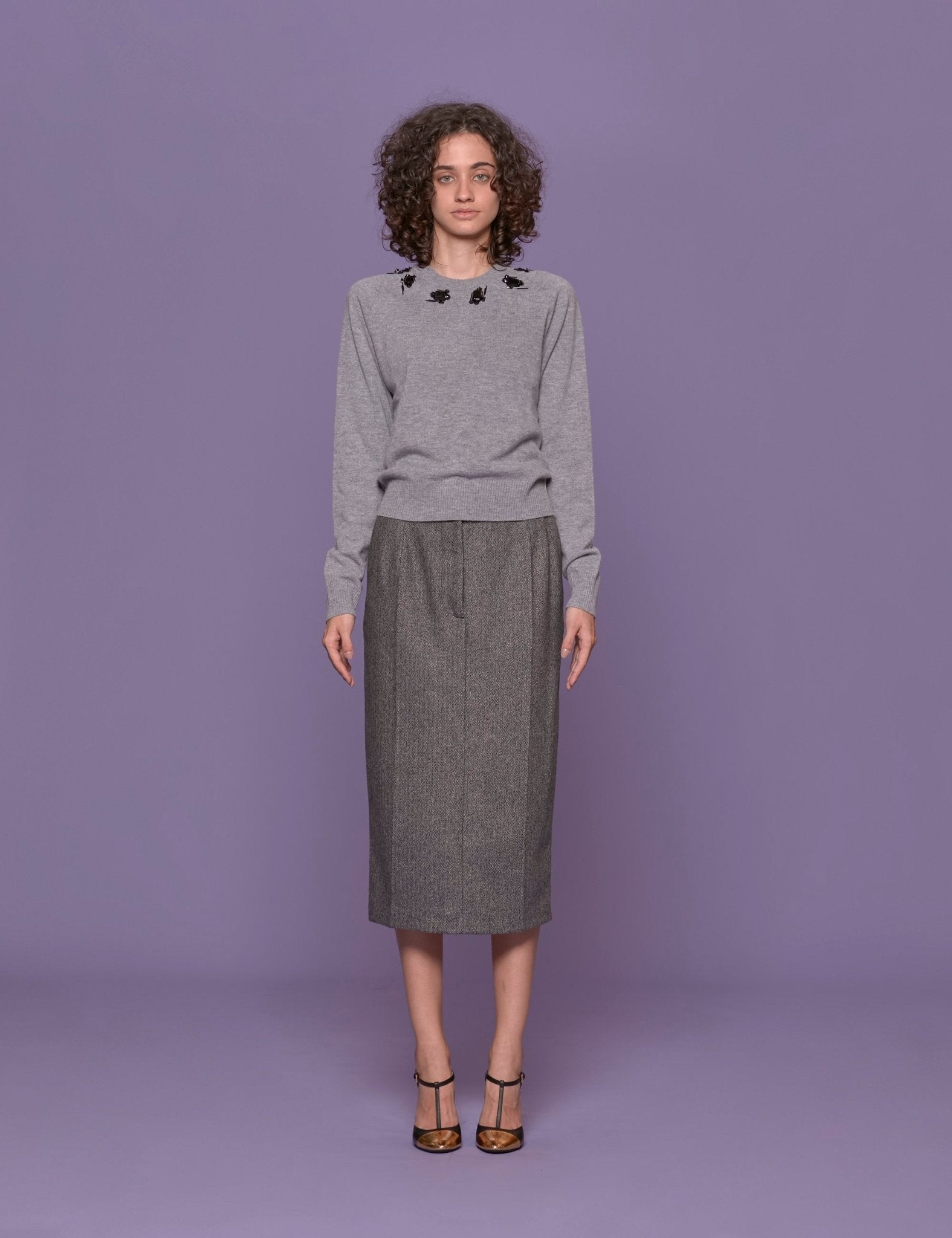 gonna tubino spigato grigio - Frida SRL