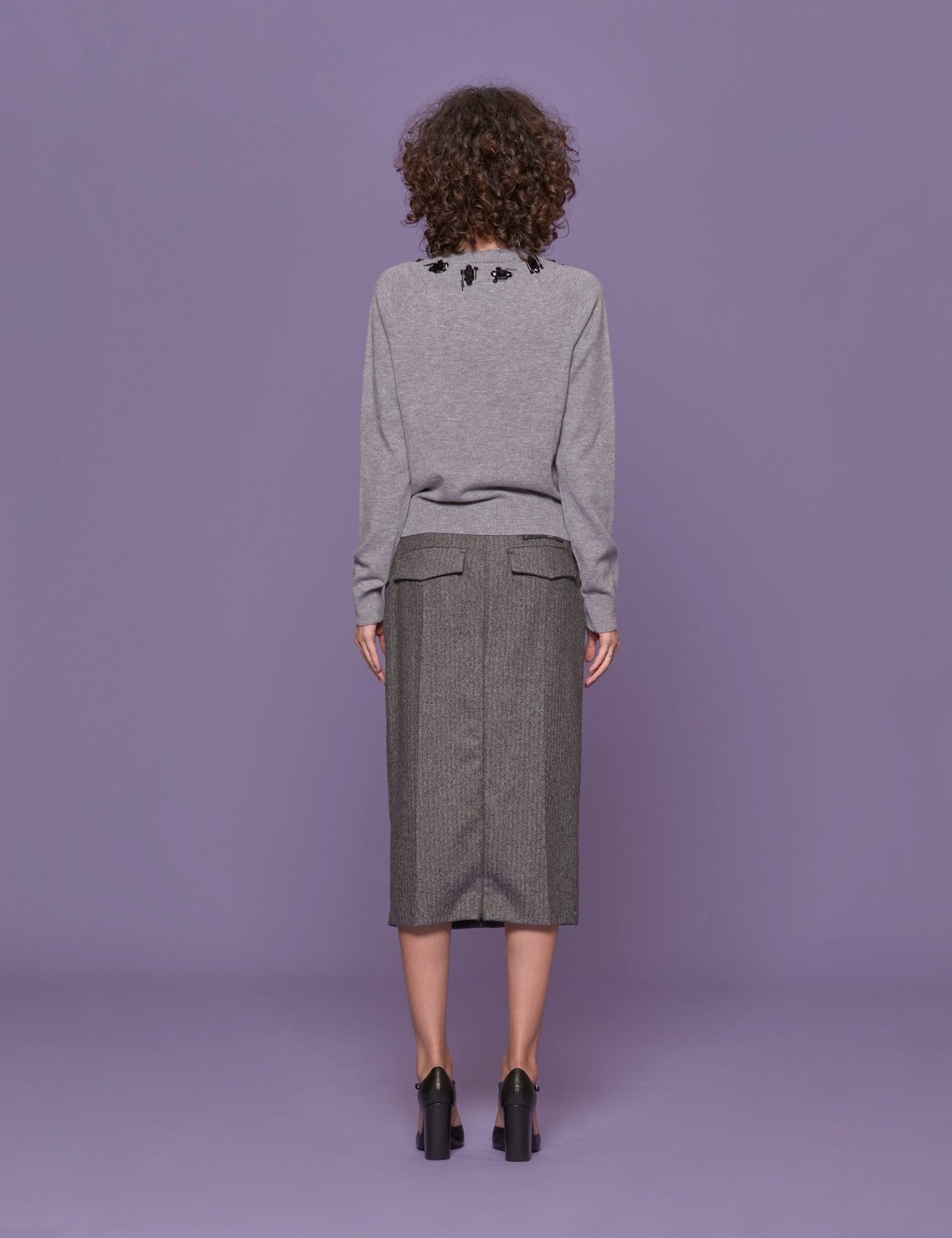 gonna tubino spigato grigio - Frida SRL