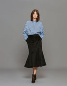 gonna velluto coste nero - Frida SRL