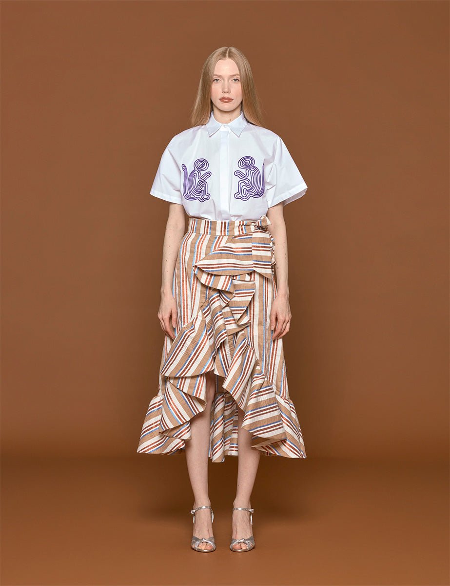 gonna volant cammello - stella jean - gonna