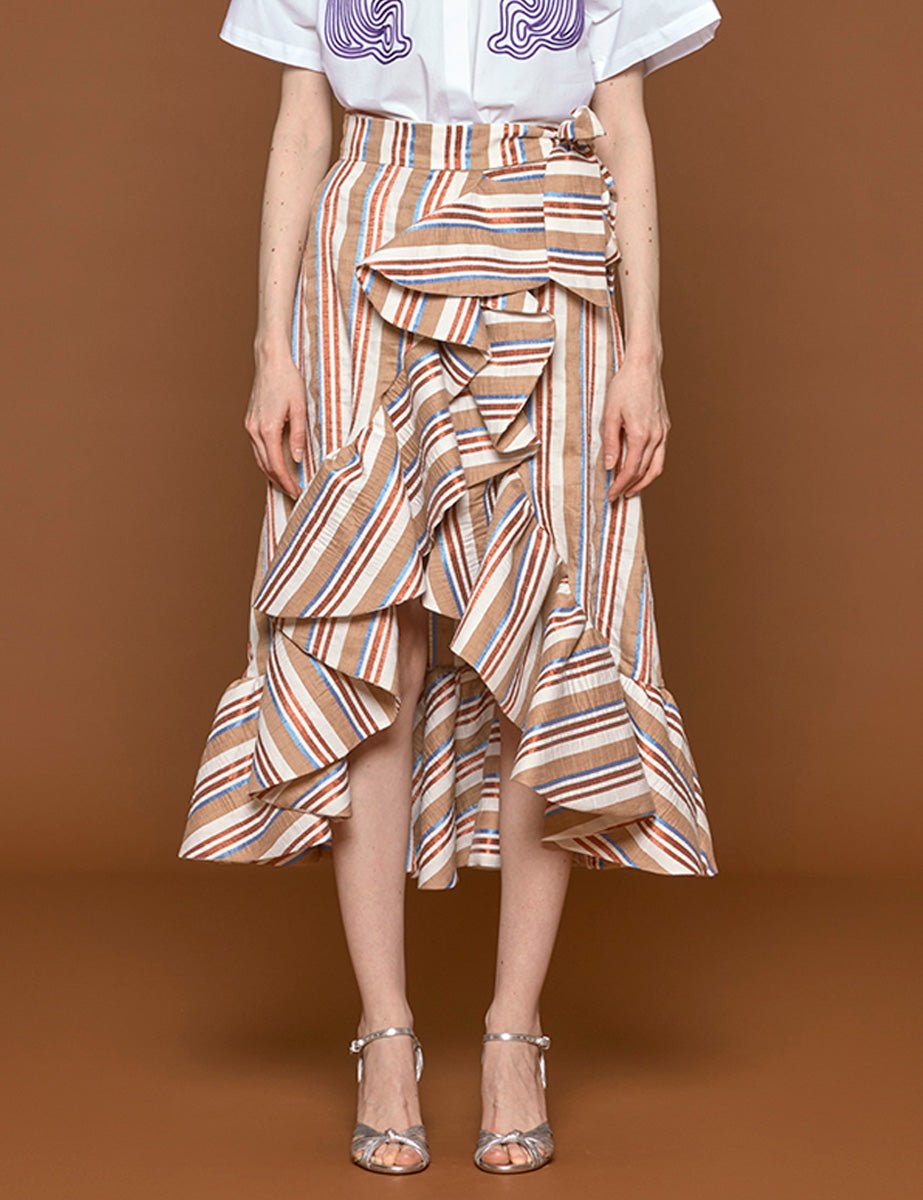 gonna volant cammello - stella jean - gonna