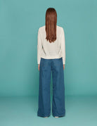 jeans boyfriend bottoni denim mid wash - Frida SRL