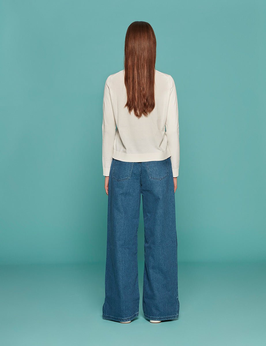 jeans boyfriend bottoni denim mid wash - Frida SRL
