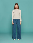 jeans boyfriend bottoni denim mid wash - Frida SRL