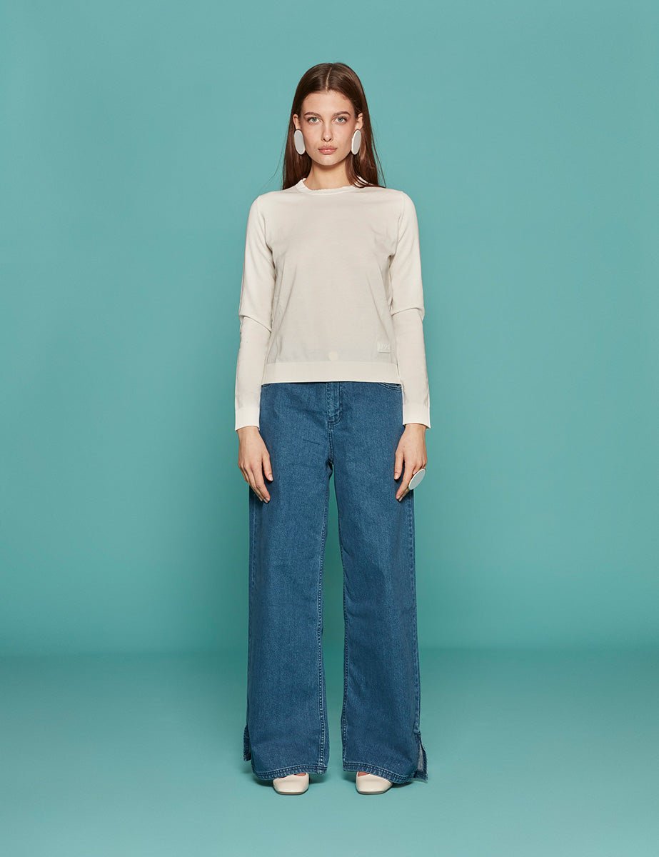jeans boyfriend bottoni denim mid wash - Frida SRL