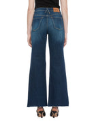 jeans luna palazzo sfrangiato navy - Frida SRL