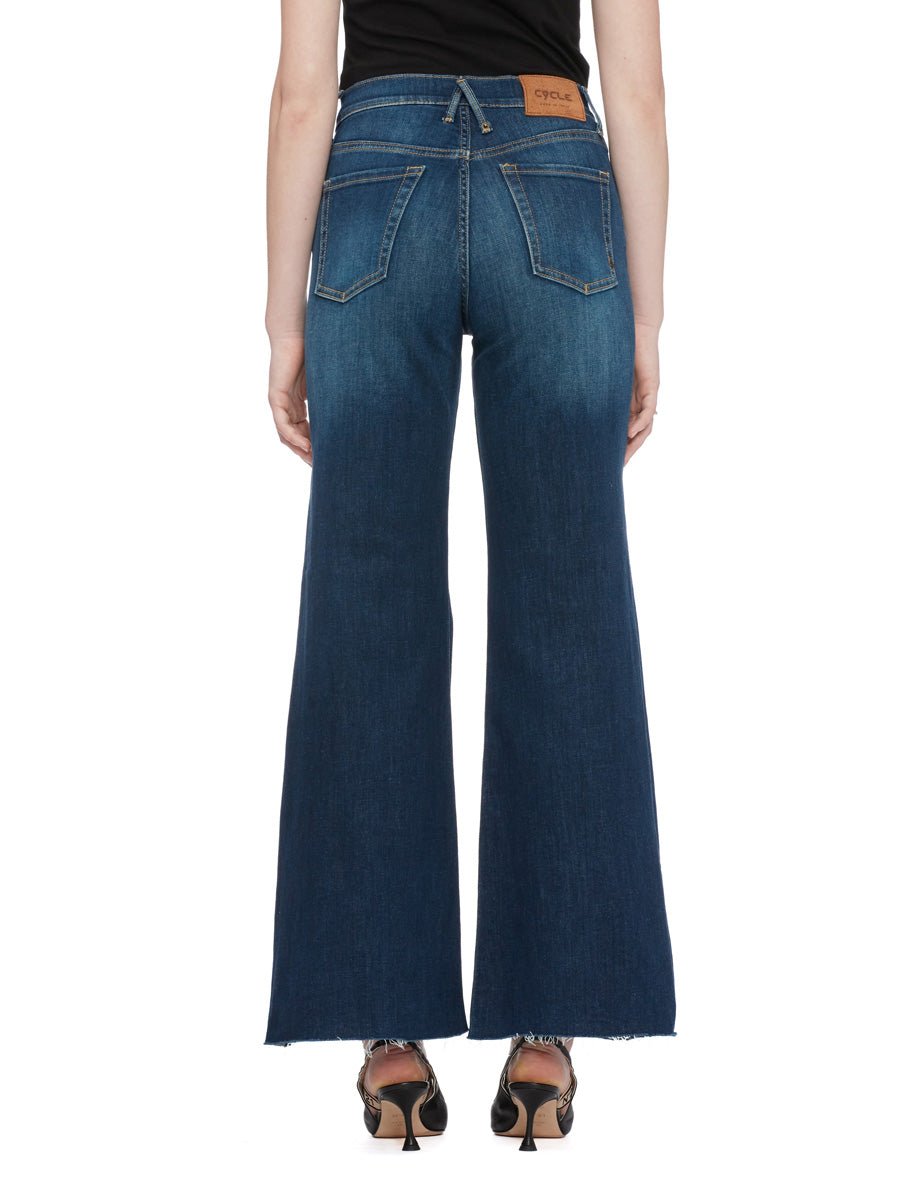 jeans luna palazzo sfrangiato navy - Frida SRL