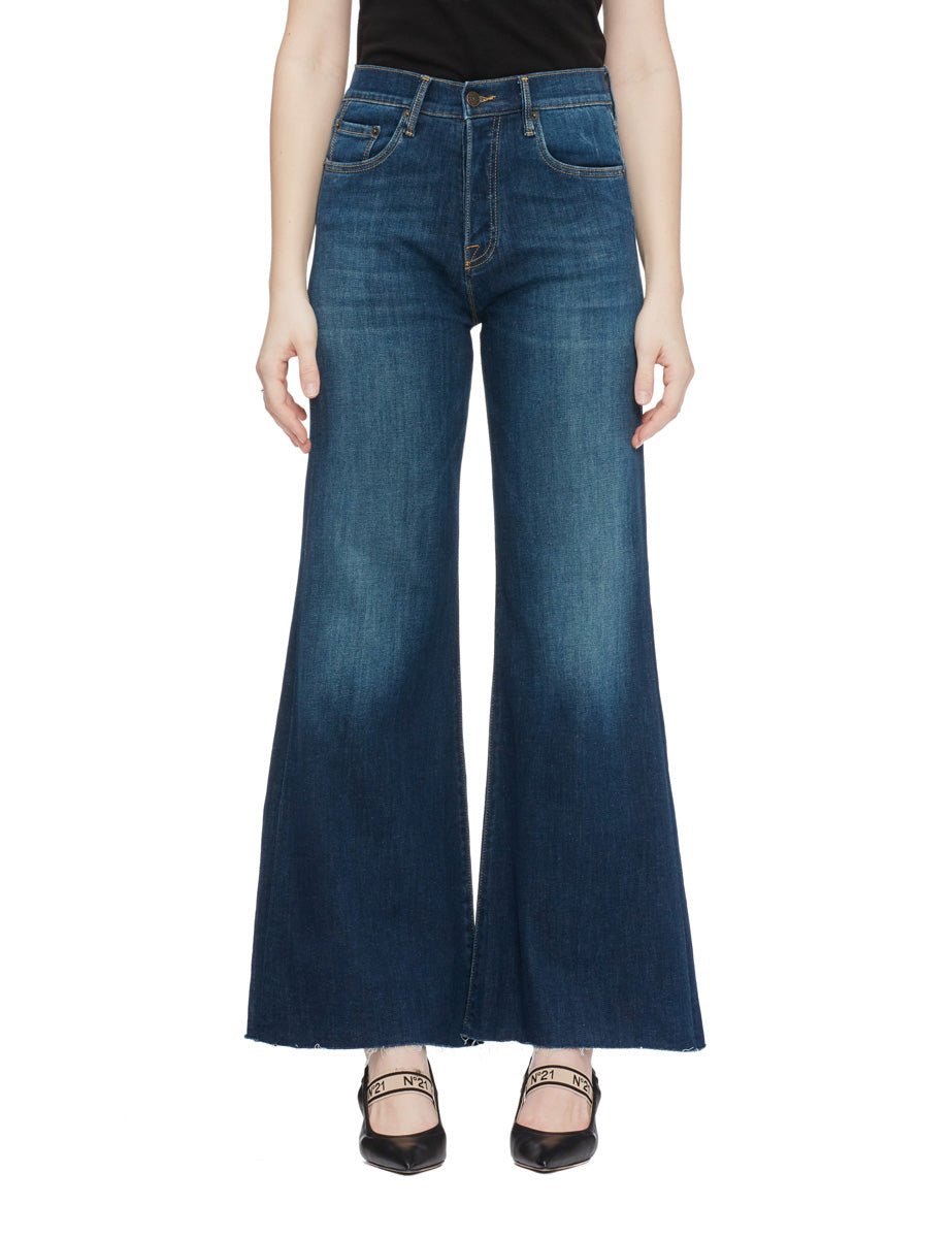 jeans luna palazzo sfrangiato navy - Frida SRL