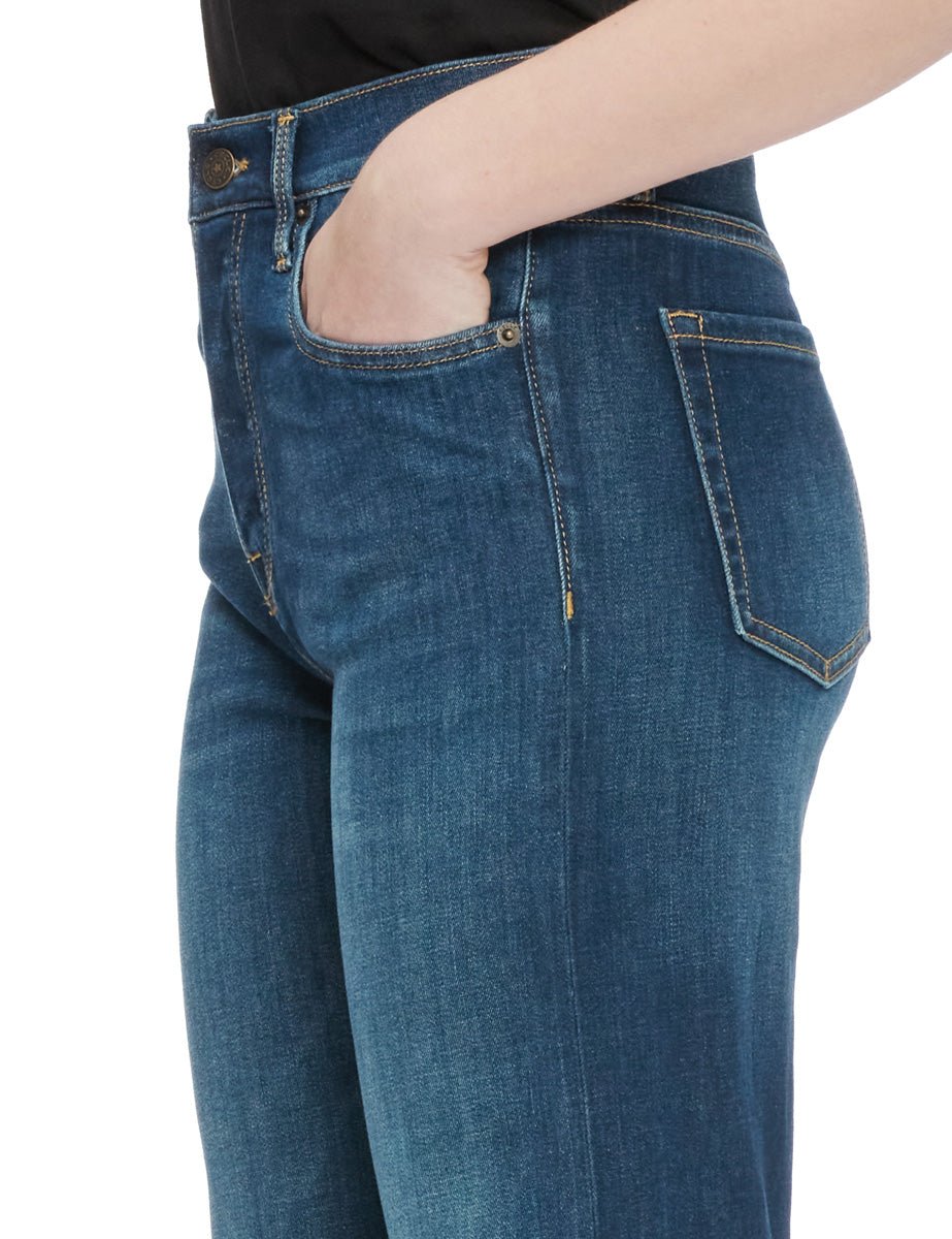 jeans luna palazzo sfrangiato navy - Frida SRL