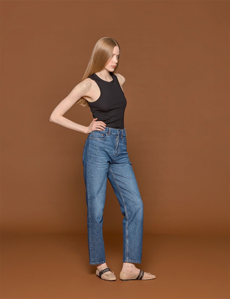jeans natural straight dark stone wash - spot - jeans