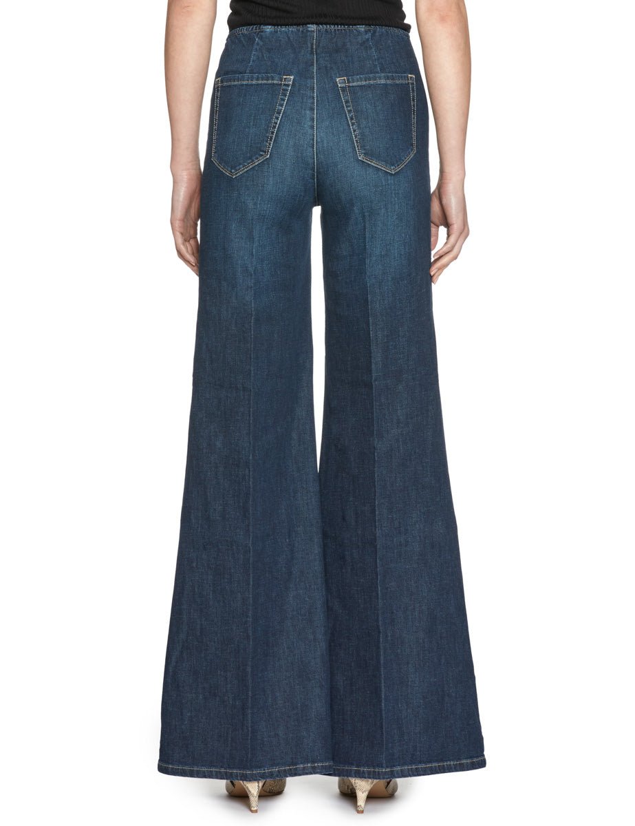 jeans palazzo elastico vita denim medio - blufrida - jeans