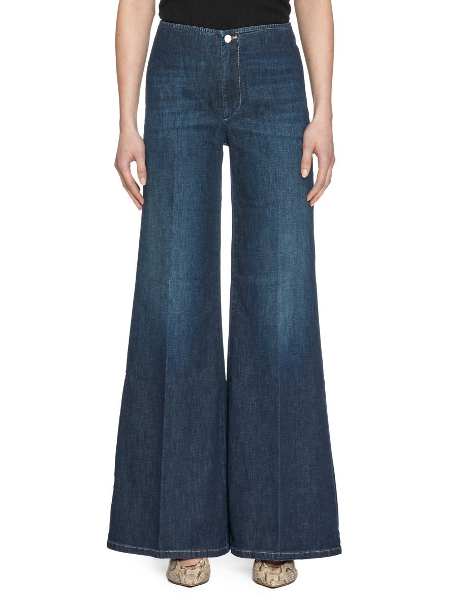 jeans palazzo elastico vita denim medio - blufrida - jeans
