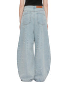 jeans pearl embellished balloon sky blue - Frida SRL
