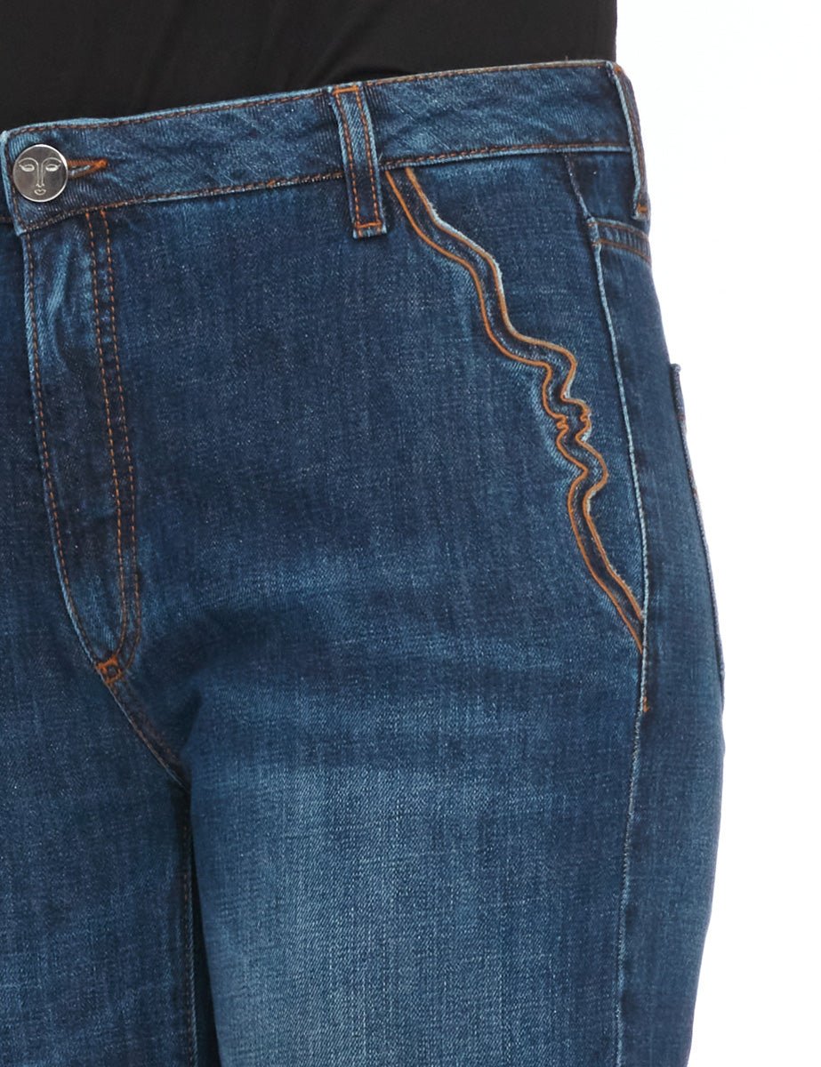 jeans regular tasca ricamo blu - vivetta - jeans