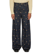 jeans the willow gamba larga ricami paillettes blu scuro - ulla johnson - jeans