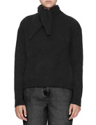 maglia cashmere seta sciarpa nero - roberto collina - pullover