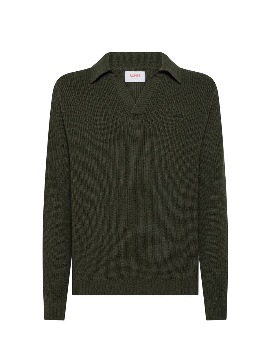 maglia collo polo costa inglese militare - sun68 - pullover