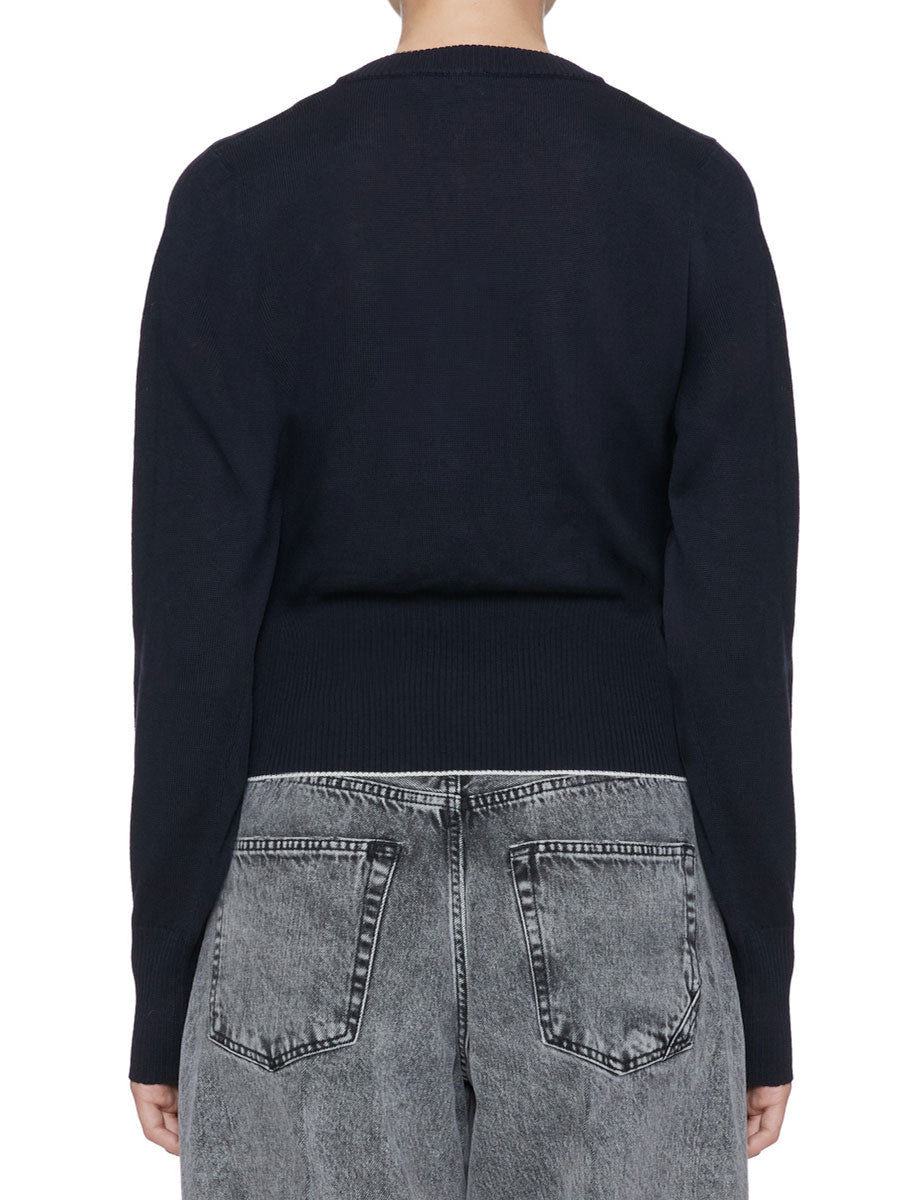 maglia girocollo contrasto navy - roberto collina - pullover