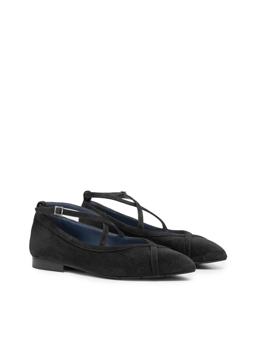 mary jane flat camoscio nero - blufrida - ballerina