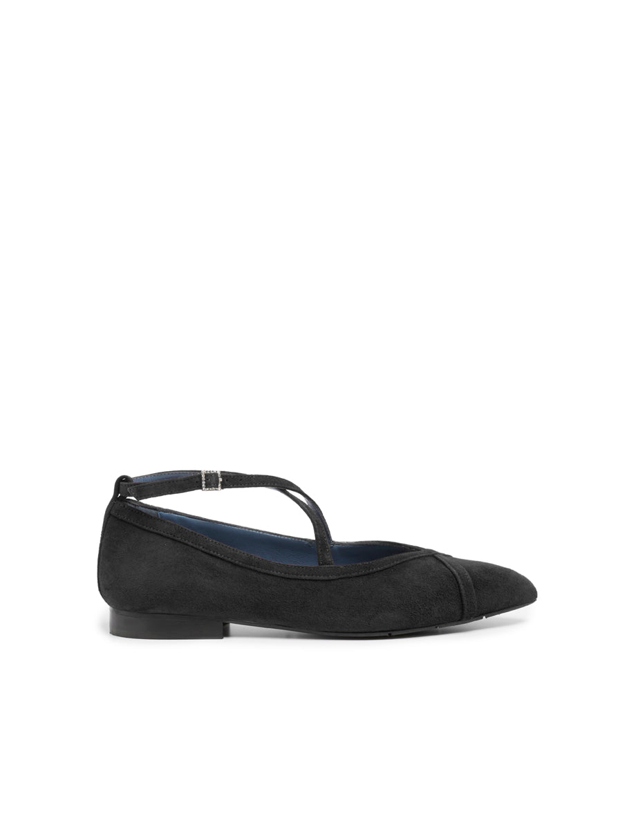 mary jane flat camoscio nero - blufrida - ballerina