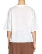 maxi t-shirt maglia lino bianco ottico - roberto collina - pullover