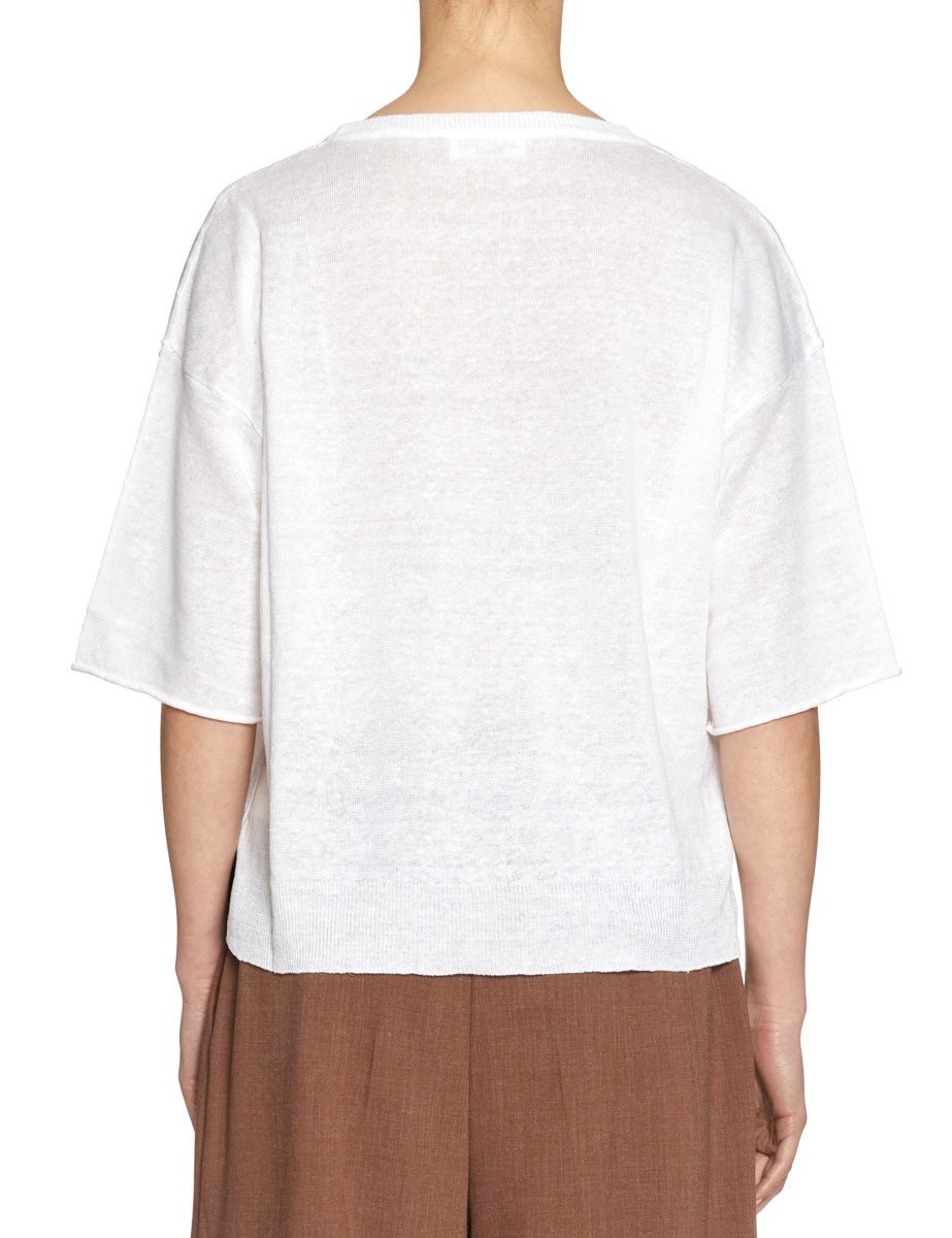 maxi t-shirt maglia lino bianco ottico - roberto collina - pullover