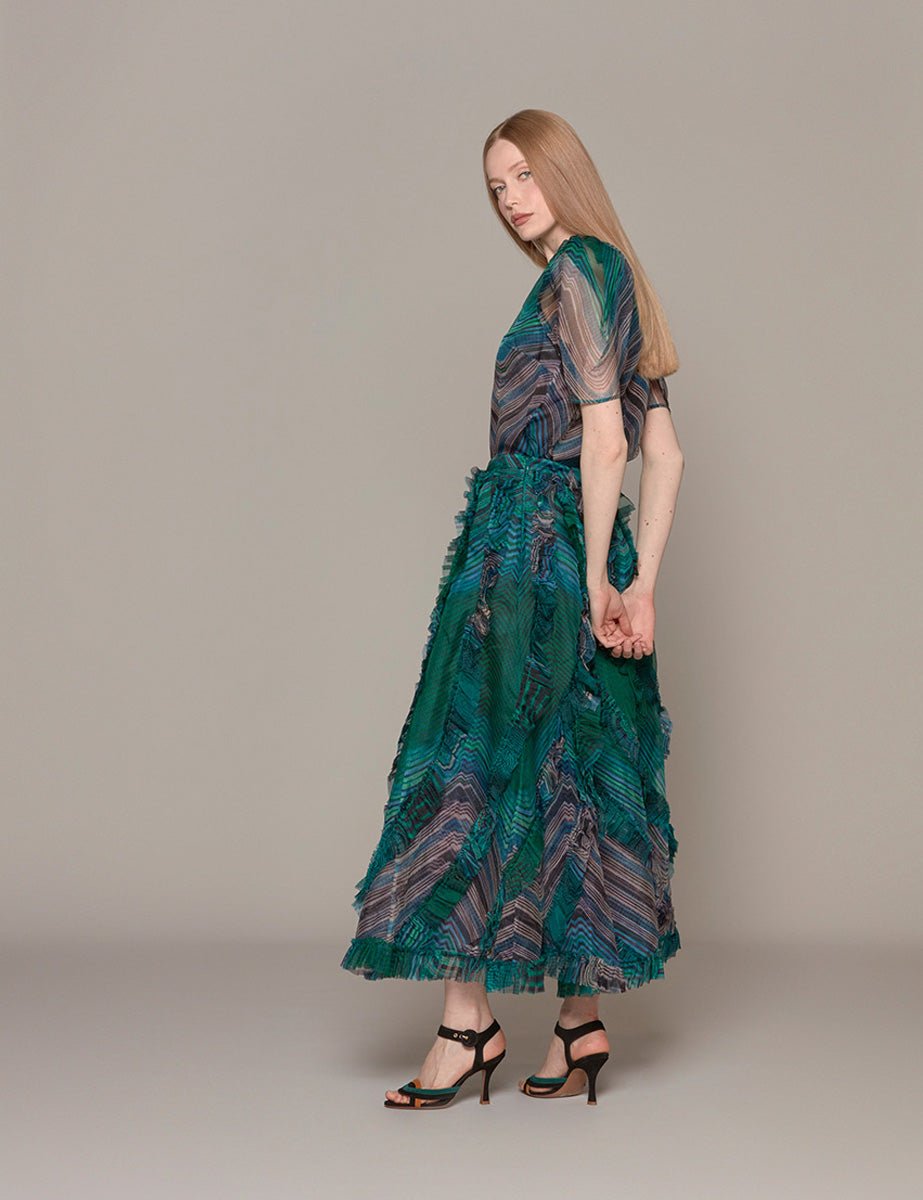 maxigonna dahlia chevron viridian - ulla johnson - gonna