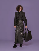 maxigonna pelle nero - fermas club - gonna