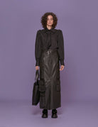 maxigonna pelle nero - fermas club - gonna